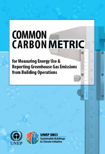Colour image showing the cover page of the UNEP-SBCI 'Common Carbon Metric', recently published in December 2009.  Click to enlarge.
