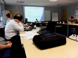 Colour photograph showing the CIB W14: 'Fire Safety' Meeting in Paris, on 11 April 2011, at the Groupe AFNOR Headquarters. Photograph by CJ Walsh. 2011-04-11. Click to enlarge.