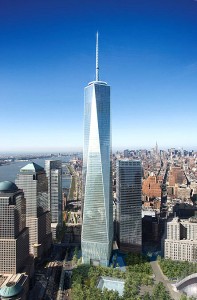 Colour image showing the One World Trade Center Project, in New York City (USA) ... which will be completed in 2013. Design by Skidmore Owings & Merrill, Architects/Planners, USA. Click to enlarge.