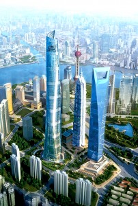 Colour image showing the Shanghai Tower Project, in China ... which will be completed in 2014. Design by Gensler Architects & Planners, USA. Click to enlarge.