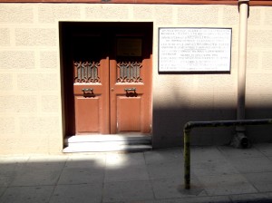 Colour photograph showing the exterior view of the Front Door and Large Commemorative Plaque from the street. Access to the house is through the Turkish Chancellery around the corner. Photograph taken by CJ Walsh. 2012-04-24. Click to enlarge.
