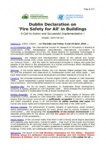 Proposed 2015 Dublin Declaration on 'Fire Safety for All' in Buildings